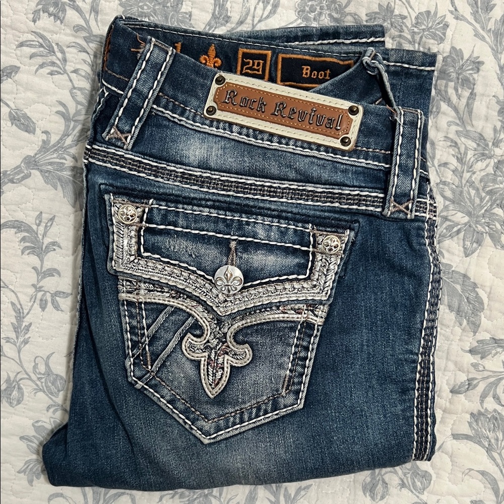 Rock Revival Women's Dark Blue Boot Cut Jeans Ena style